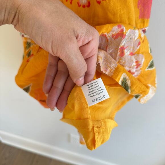 Roller Rabbit Semara Tamania Puff Sleeve Floral Mini Dress Yellow S - Picture 8 of 12